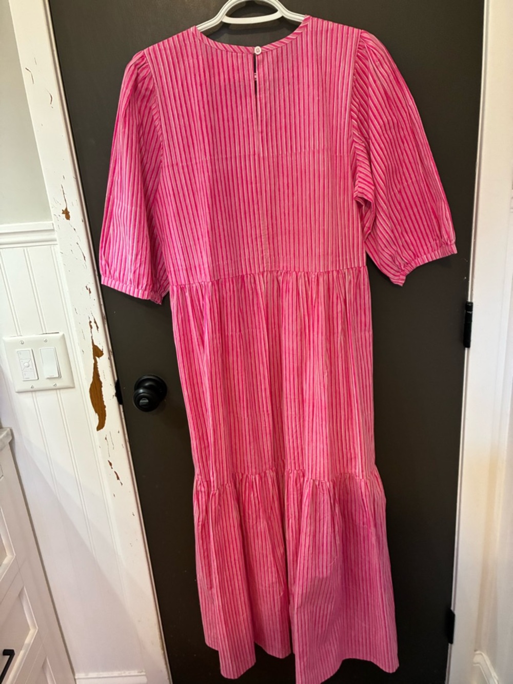 Tuckernuck & SZ Blockprints High Quality Cotton Dress! Bright Pink Striped Dress - Picture 4 of 5